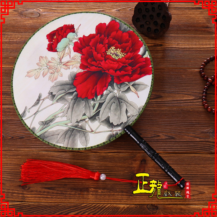 琼海古典中国风团扇空白扇跳舞蹈扇 真丝宫扇