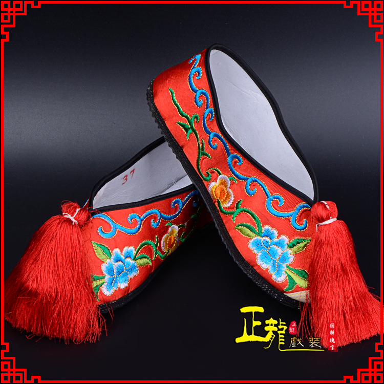 琼海京剧越剧戏曲彩鞋花旦绣花 普平底彩鞋