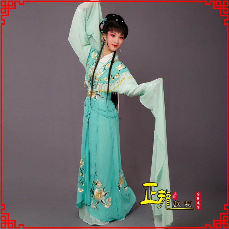琼海青衣水袖戏服演出服 云肩花旦衣